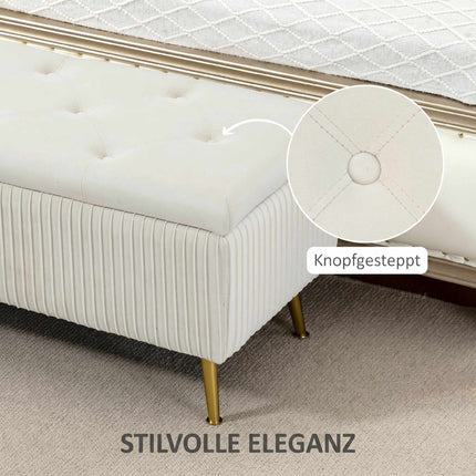 Storage Bench with Velvet Look, Gold Legs, 79L Capacity