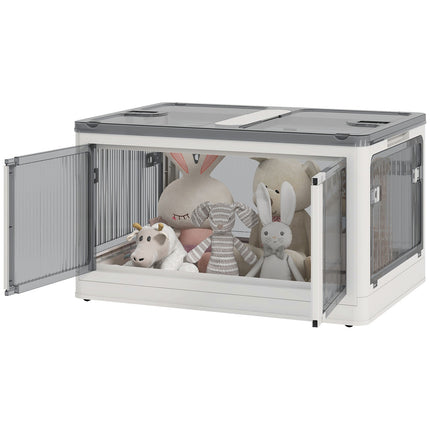 99L stackable storage box with wheels, foldable, white