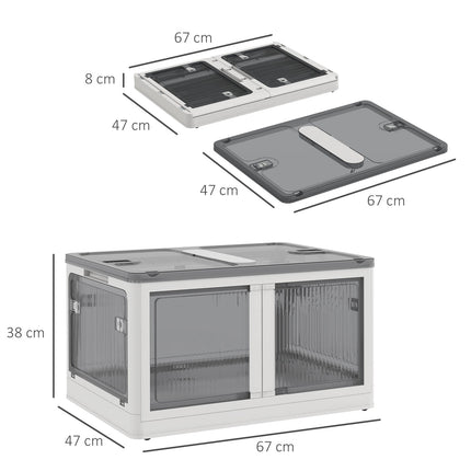 99L stackable storage box with wheels, foldable, white
