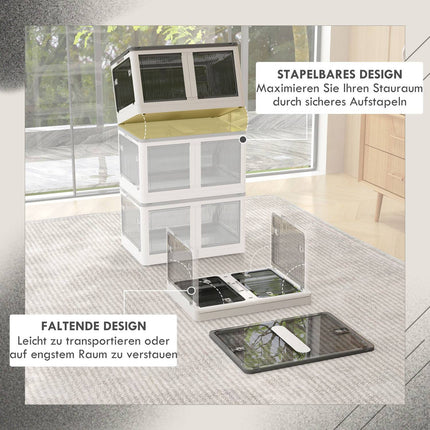 99L stackable storage box with wheels, foldable, white