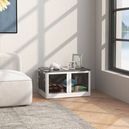99L stackable storage box with wheels, foldable, white