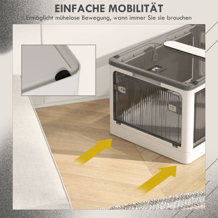 99L stackable storage box with wheels, foldable, white