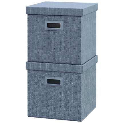 Stackable Blue Storage Cubes - Set of 2, Collapsible, 30x30x29 cm
