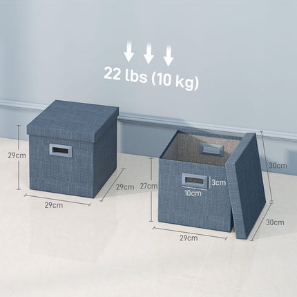 Stackable Blue Storage Cubes - Set of 2, Collapsible, 30x30x29 cm