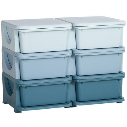 Blaue Aufbewahrungsboxen für Kinder mit Deckel und Schublade