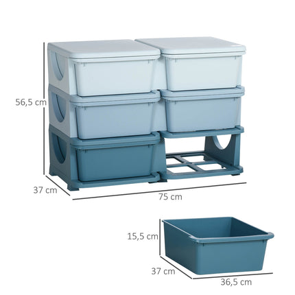 Blaue Aufbewahrungsboxen für Kinder mit Deckel und Schublade