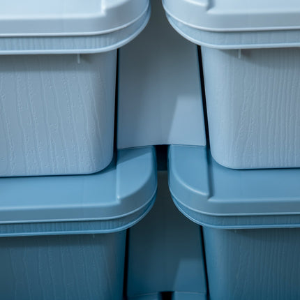 Blaue Aufbewahrungsboxen für Kinder mit Deckel und Schublade