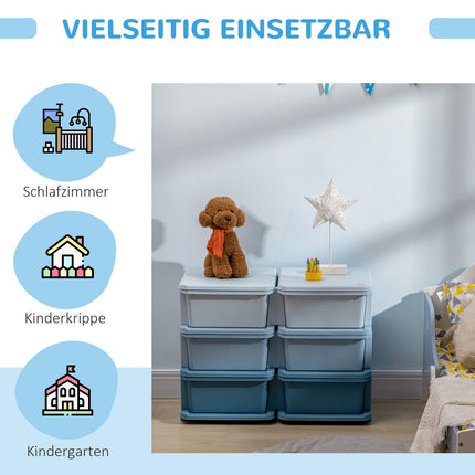 Blaue Aufbewahrungsboxen für Kinder mit Deckel und Schublade