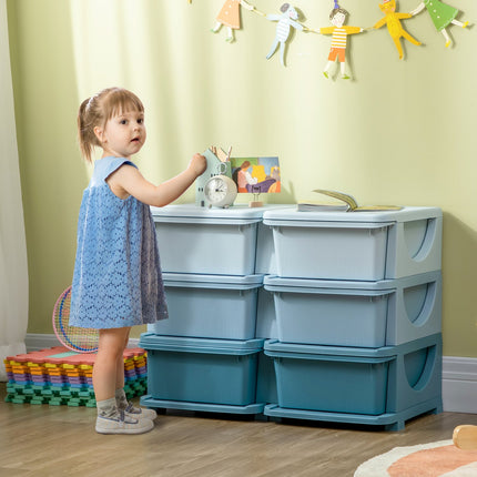 Blaue Aufbewahrungsboxen für Kinder mit Deckel und Schublade