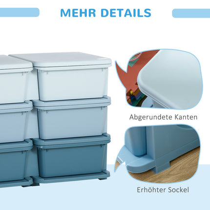 Blaue Aufbewahrungsboxen für Kinder mit Deckel und Schublade