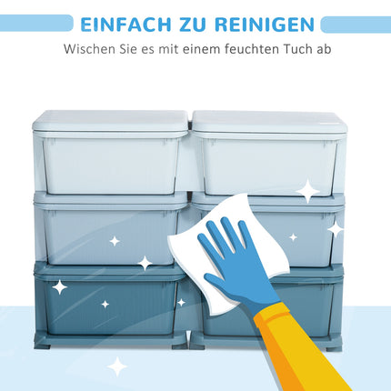 Blaue Aufbewahrungsboxen für Kinder mit Deckel und Schublade