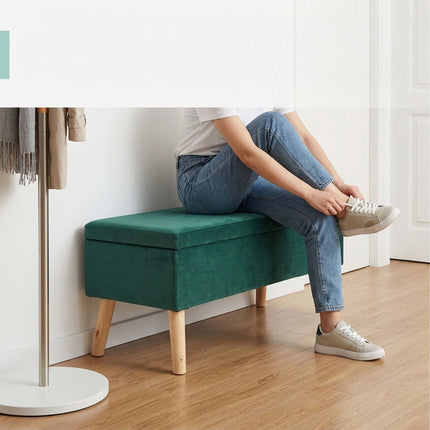 Sitzbank mit Stauraum, Samt 2-Sitzer mit aufklappbarem Deckel