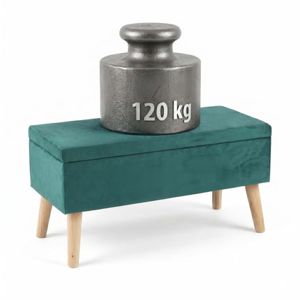 Sitzbank mit Stauraum, Samt 2-Sitzer mit aufklappbarem Deckel