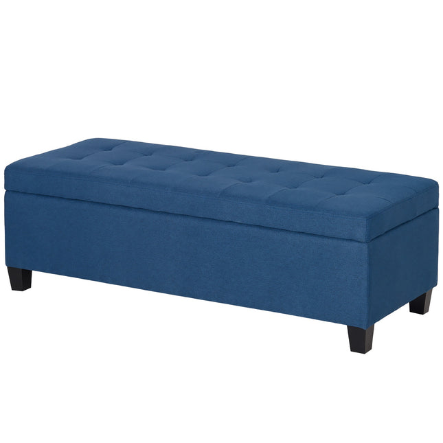 Úložná lavice s knoflíkovým prošíváním, modrá, 125 cm