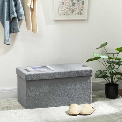 Storage Ottoman, Upholstered Bench with Lid, Dark Gray