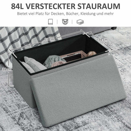 Storage Ottoman, Upholstered Bench with Lid, Dark Gray