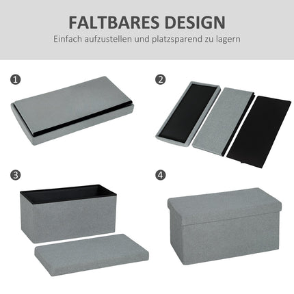 Storage Ottoman, Upholstered Bench with Lid, Dark Gray