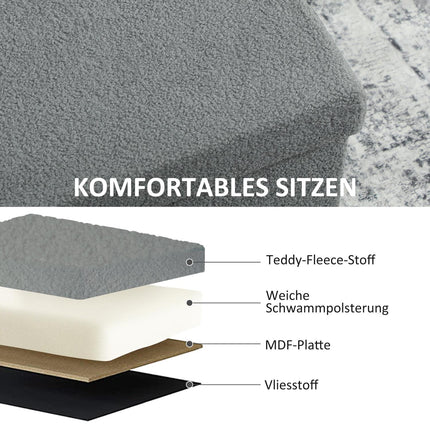 Storage Ottoman, Upholstered Bench with Lid, Dark Gray