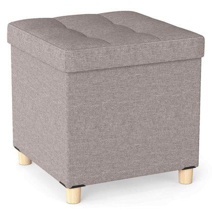 Storage Ottoman with Linen Fabric, 53.5L, Grey, 45x45x45 cm