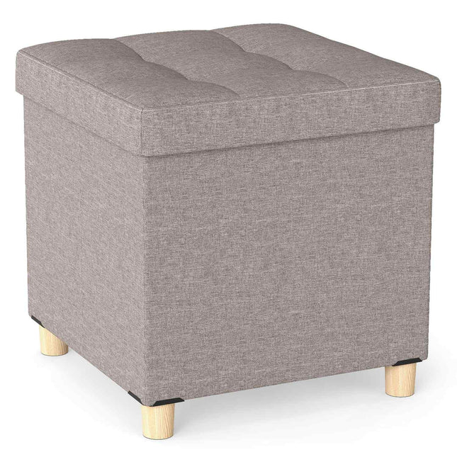 Aufbewahrungshocker aus Leinenstoff, 53,5 l, Grau, 45x45x45 cm