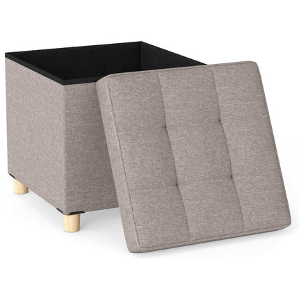 Storage Ottoman with Linen Fabric, 53.5L, Grey, 45x45x45 cm