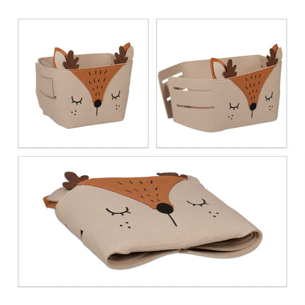 Storage basket in felt with animal motifs