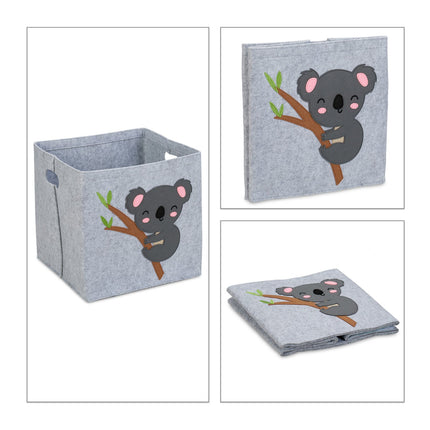Storage basket in felt with animal motifs