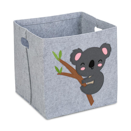 Storage basket in felt with animal motifs
