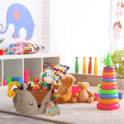 Storage basket in felt with animal motifs