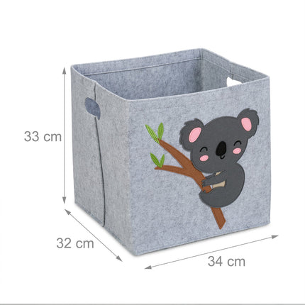 Storage basket in felt with animal motifs