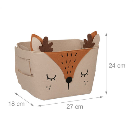 Storage basket in felt with animal motifs
