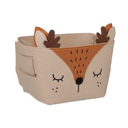 Storage basket in felt with animal motifs