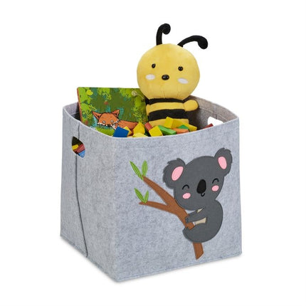 Storage basket in felt with animal motifs