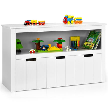 Aufbewahrungsschrank mit Schubladen Holz Kinderschrank mit Rollen 101 x 33 x 62cm Weiß