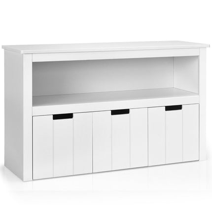 Aufbewahrungsschrank mit Schubladen Holz Kinderschrank mit Rollen 101 x 33 x 62cm Weiß