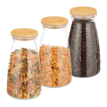 Storage jars with lids in a set of 3