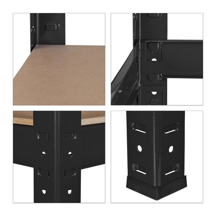 Lagerregal 220 cm hoch, schwarz