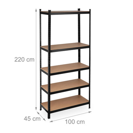 Lagerregal 220 cm hoch, schwarz