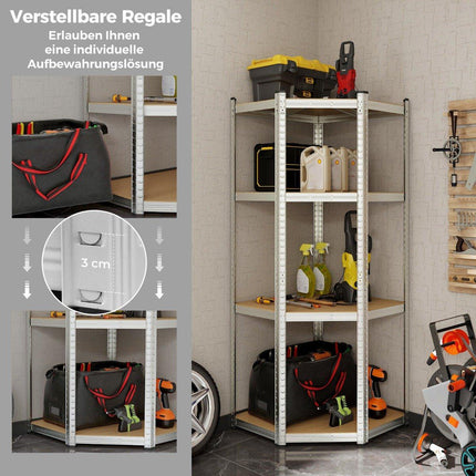 Lagerregal 70 x 70 x 180 cm Schwerlastregal mit 4 verstellbaren Böden Silber