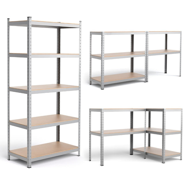 Lagerregal Schwerlastregal Steckregal Metallregal 5 Ebenen Werkstattregal 91 x 46 x 183 cm Silber