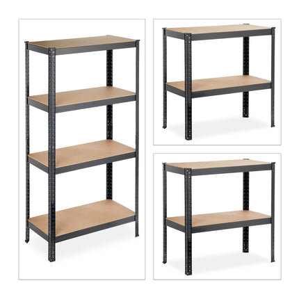 Storage shelf with 4 shelves black