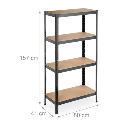 Storage shelf with 4 shelves black