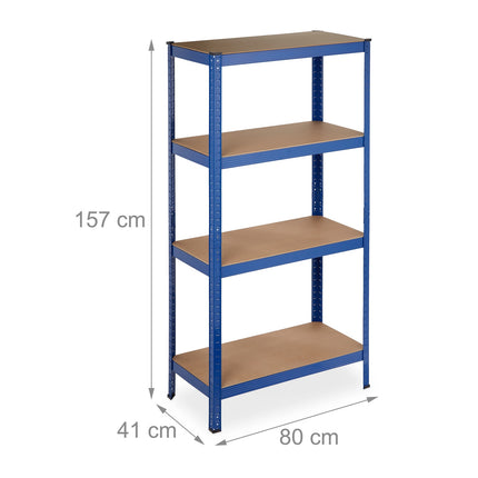 Storage shelf with 4 shelves blue