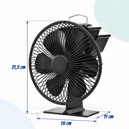 Stove Fan with Safety Guard and 6 Blades, No Mains Power, Black