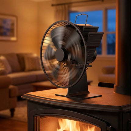 Stove Fan with Safety Guard and 6 Blades, No Mains Power, Black