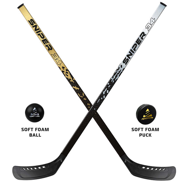 Street Hockey Set, 2 Schläger 87 cm, Ball & Puck