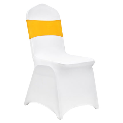 Stretch Spandex Folding Chair Covers With Sashes, 30-Pack, Gold-White