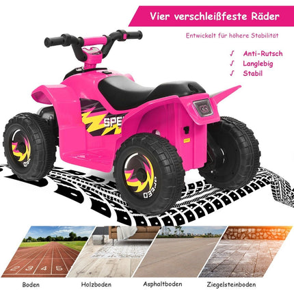 Kinderwagen Mini Elektro Quad 6V Batteriebetriebenes Quad 2,8-4,6km/h Rosa