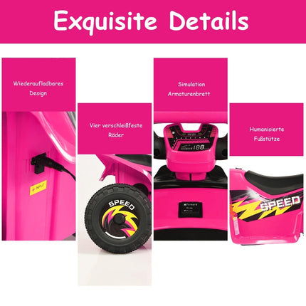 Kinderwagen Mini Elektro Quad 6V Batteriebetriebenes Quad 2,8-4,6km/h Rosa