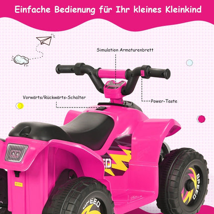 Kinderwagen Mini Elektro Quad 6V Batteriebetriebenes Quad 2,8-4,6km/h Rosa